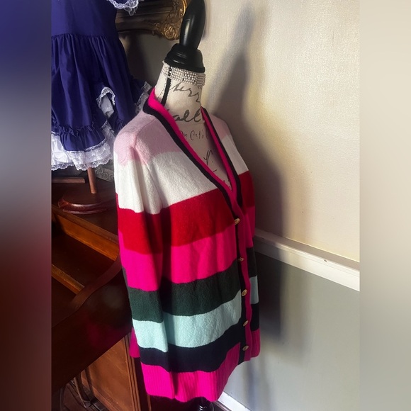 🩷 Barbiecore Crown & Ivy Size XL Color Block
Cardigan Sweater NWOT - Picture 4 of 6